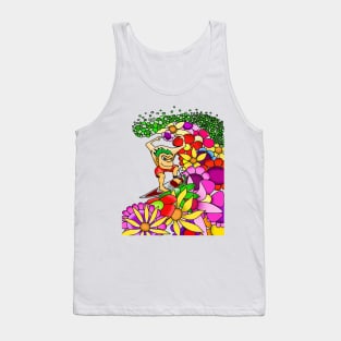 guy surfing on flowers Tank Top